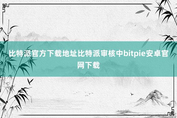 比特派官方下载地址比特派审核中bitpie安卓官网下载