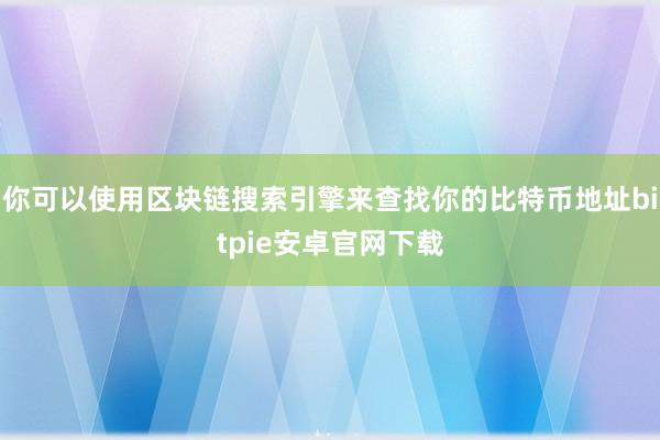 你可以使用区块链搜索引擎来查找你的比特币地址bitpie安卓官网下载