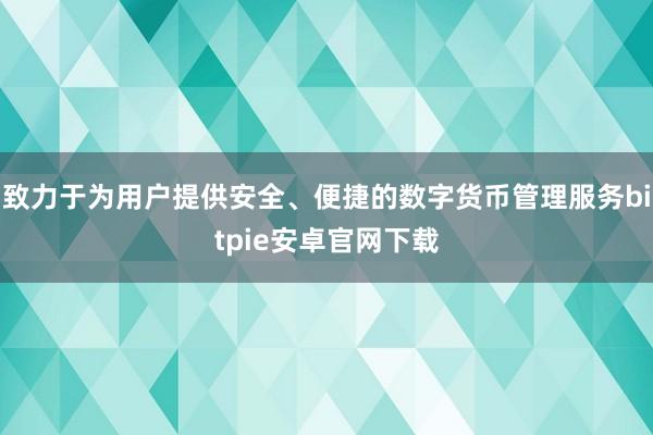 致力于为用户提供安全、便捷的数字货币管理服务bitpie安卓官网下载