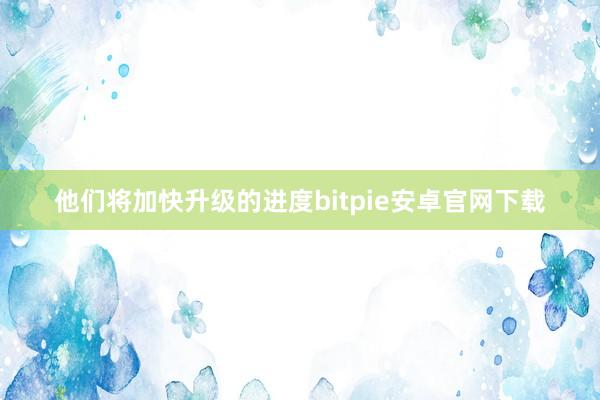 他们将加快升级的进度bitpie安卓官网下载