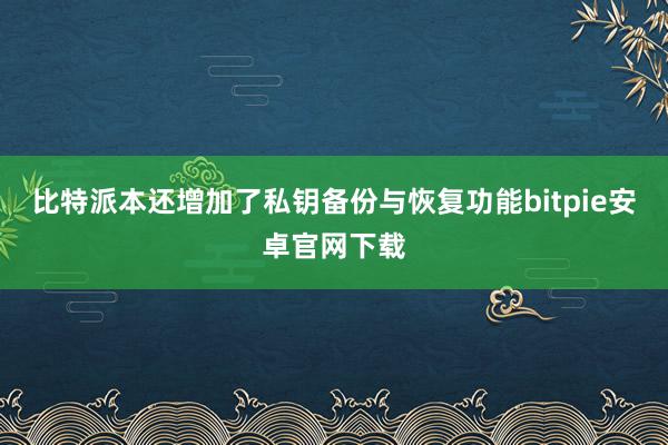 比特派本还增加了私钥备份与恢复功能bitpie安卓官网下载