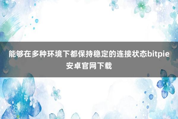 能够在多种环境下都保持稳定的连接状态bitpie安卓官网下载