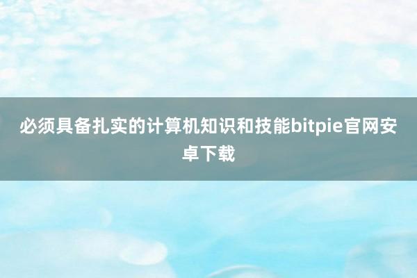 必须具备扎实的计算机知识和技能bitpie官网安卓下载