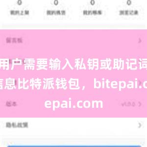 用户需要输入私钥或助记词等信息比特派钱包，bitepai.com